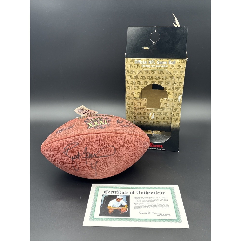 Brett Favre Autograph Wilson Football Packers Super Bowl XXXI Win COA Included